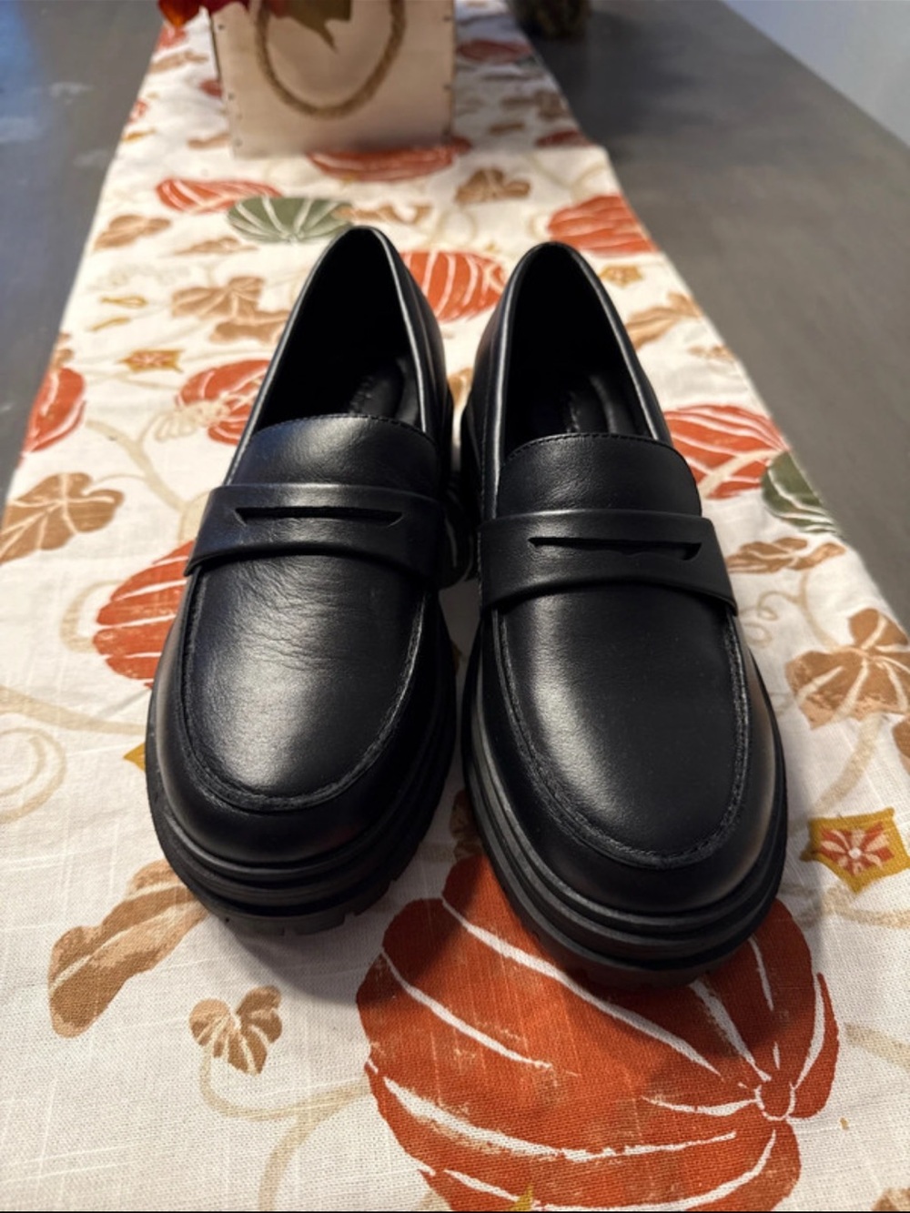 Black Leather Penny Loafers for Women - Classic Slip-On Dress Shoes